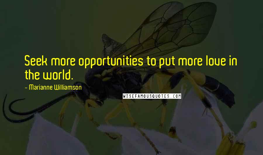 Marianne Williamson Quotes: Seek more opportunities to put more love in the world.