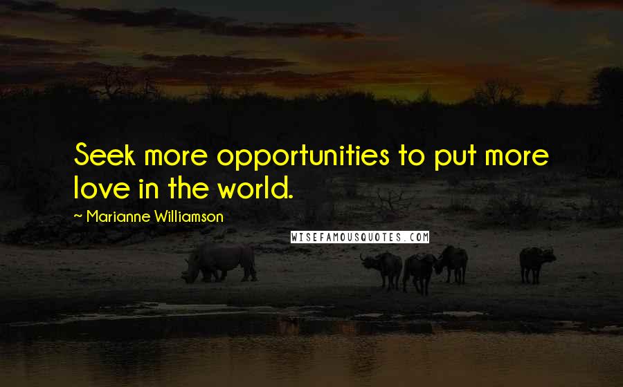 Marianne Williamson Quotes: Seek more opportunities to put more love in the world.