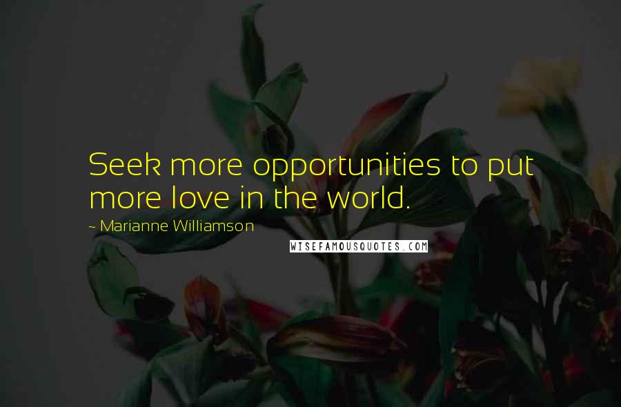 Marianne Williamson Quotes: Seek more opportunities to put more love in the world.