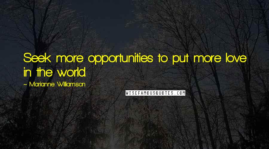 Marianne Williamson Quotes: Seek more opportunities to put more love in the world.