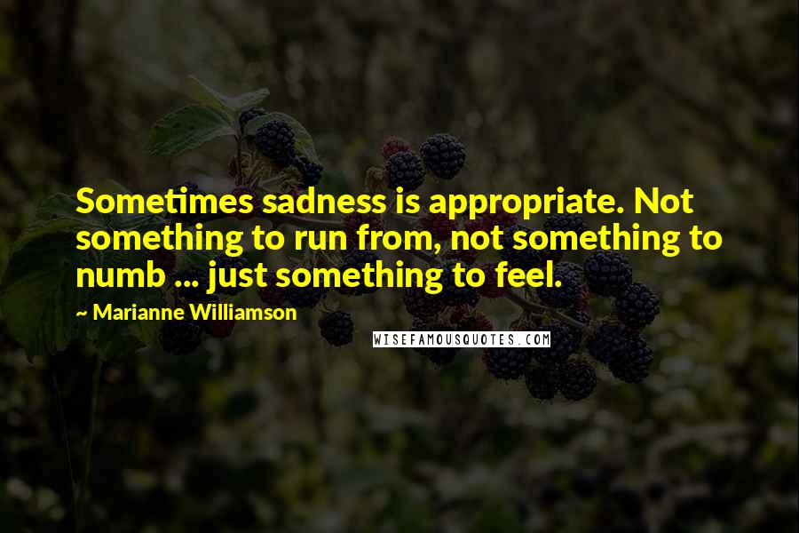 Marianne Williamson Quotes: Sometimes sadness is appropriate. Not something to run from, not something to numb ... just something to feel.