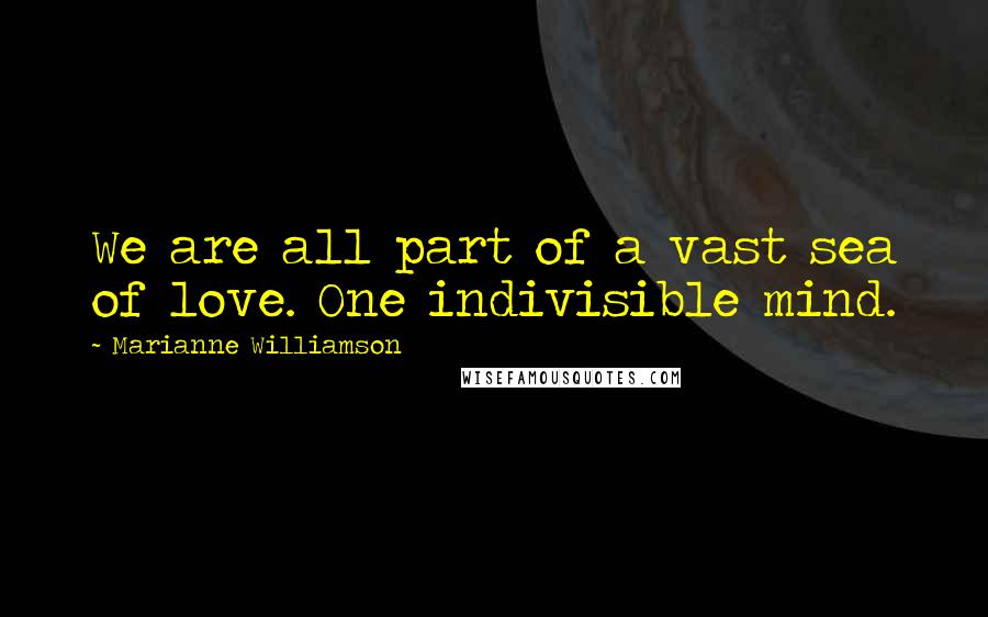 Marianne Williamson Quotes: We are all part of a vast sea of love. One indivisible mind.