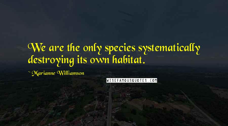 Marianne Williamson Quotes: We are the only species systematically destroying its own habitat.