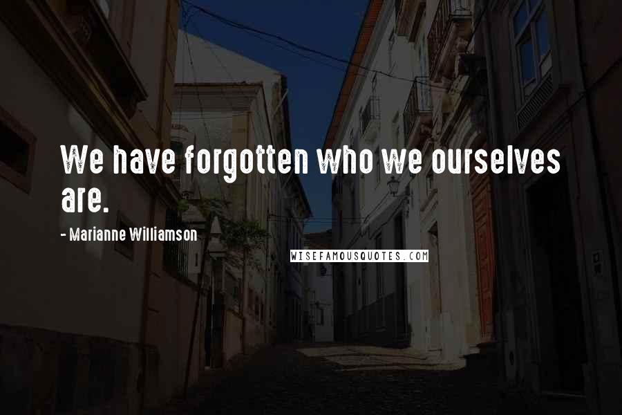 Marianne Williamson Quotes: We have forgotten who we ourselves are.