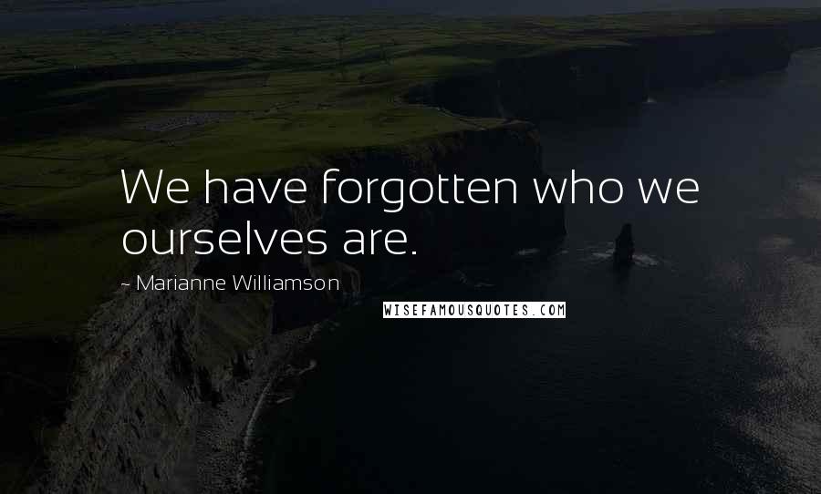 Marianne Williamson Quotes: We have forgotten who we ourselves are.