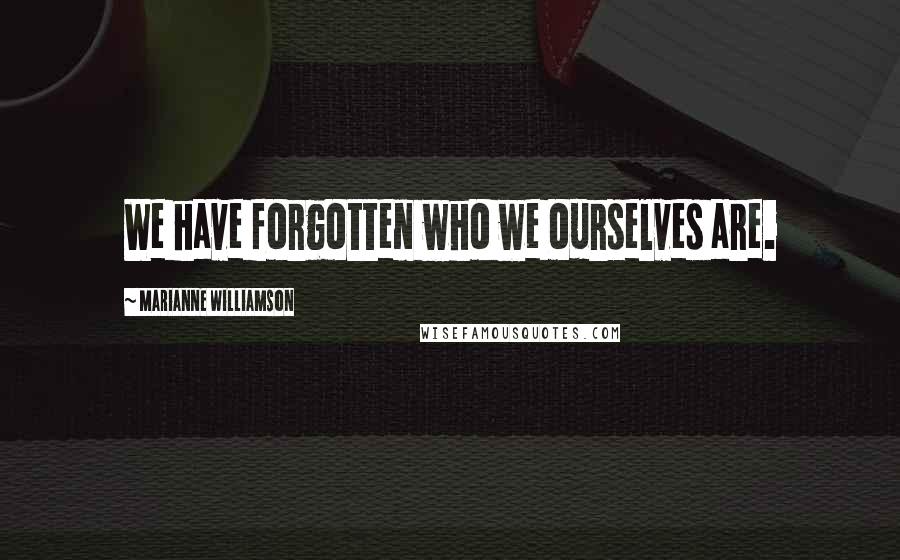 Marianne Williamson Quotes: We have forgotten who we ourselves are.