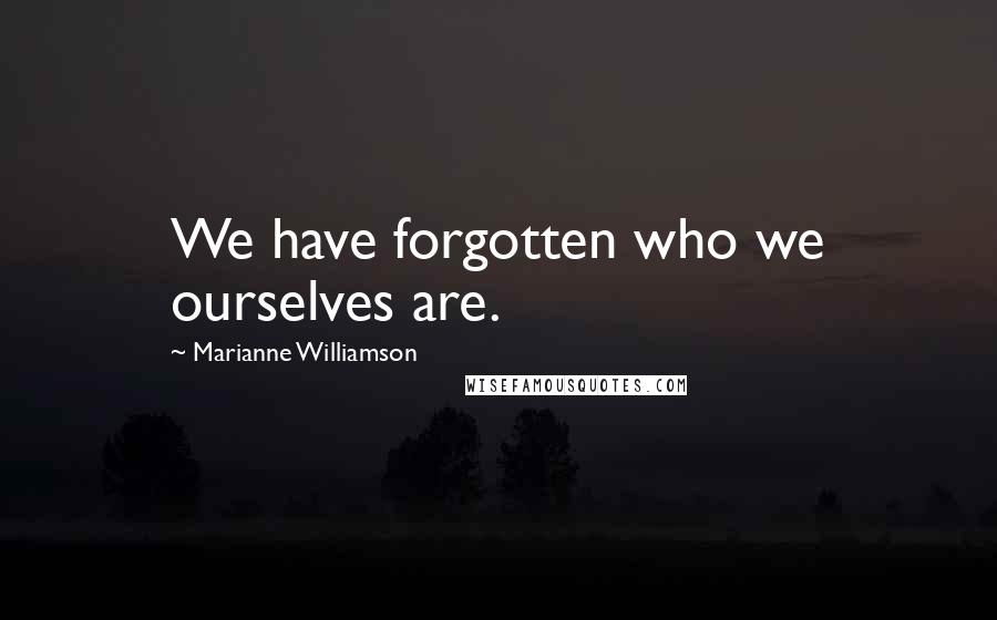 Marianne Williamson Quotes: We have forgotten who we ourselves are.