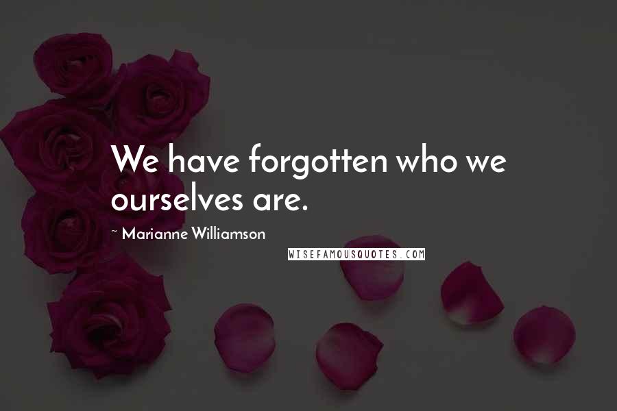 Marianne Williamson Quotes: We have forgotten who we ourselves are.