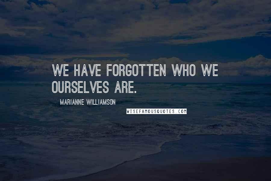 Marianne Williamson Quotes: We have forgotten who we ourselves are.