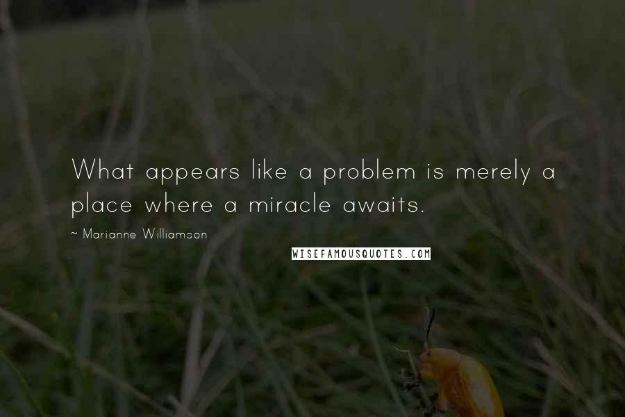 Marianne Williamson Quotes: What appears like a problem is merely a place where a miracle awaits.