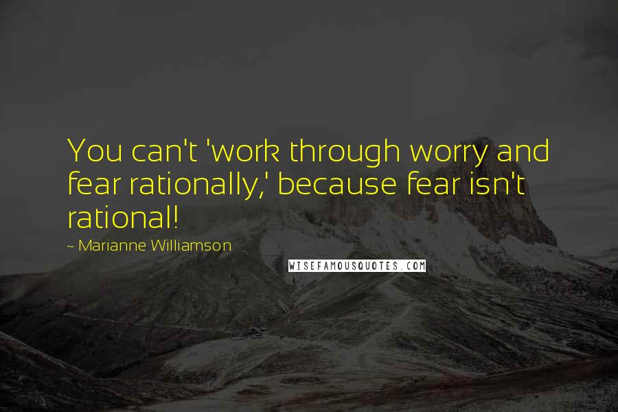 Marianne Williamson Quotes: You can't 'work through worry and fear rationally,' because fear isn't rational!