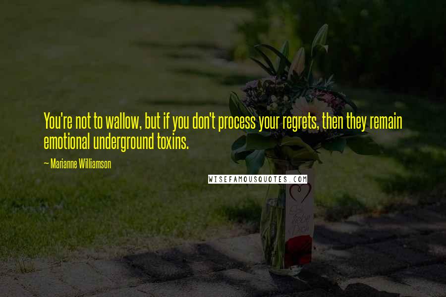 Marianne Williamson Quotes: You're not to wallow, but if you don't process your regrets, then they remain emotional underground toxins.