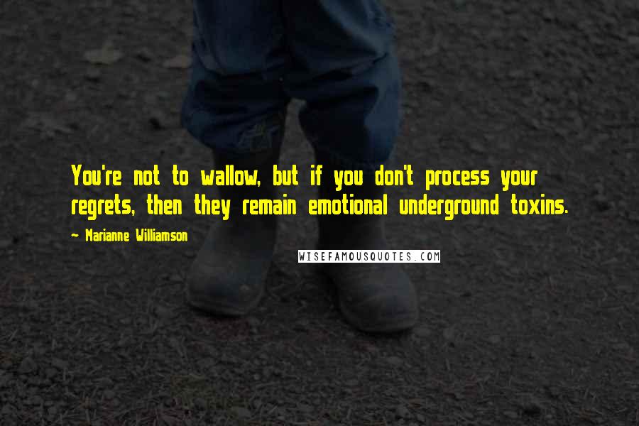 Marianne Williamson Quotes: You're not to wallow, but if you don't process your regrets, then they remain emotional underground toxins.