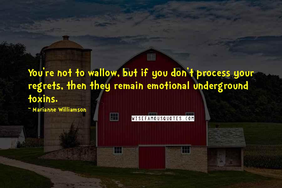 Marianne Williamson Quotes: You're not to wallow, but if you don't process your regrets, then they remain emotional underground toxins.