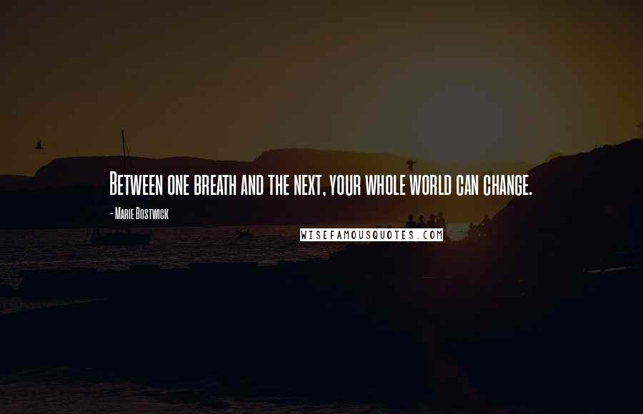 Marie Bostwick Quotes: Between one breath and the next, your whole world can change.