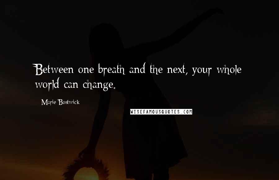 Marie Bostwick Quotes: Between one breath and the next, your whole world can change.