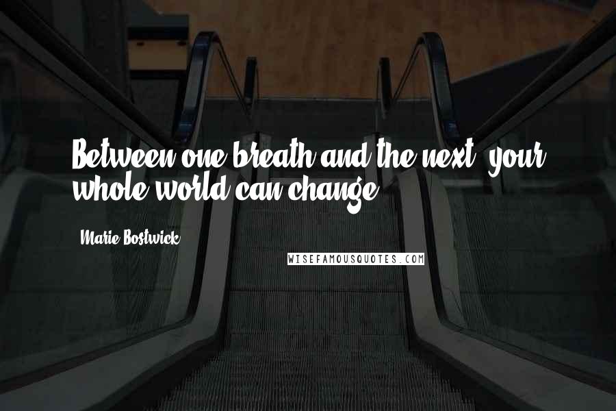 Marie Bostwick Quotes: Between one breath and the next, your whole world can change.