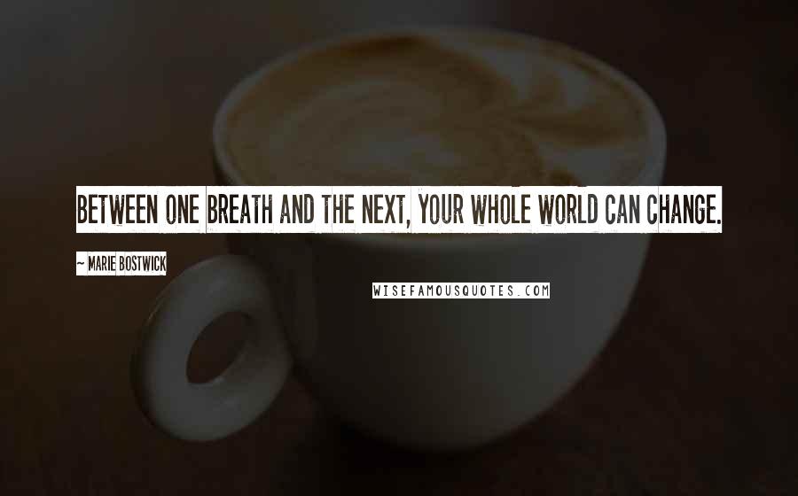 Marie Bostwick Quotes: Between one breath and the next, your whole world can change.