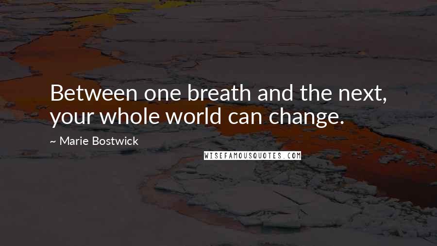 Marie Bostwick Quotes: Between one breath and the next, your whole world can change.