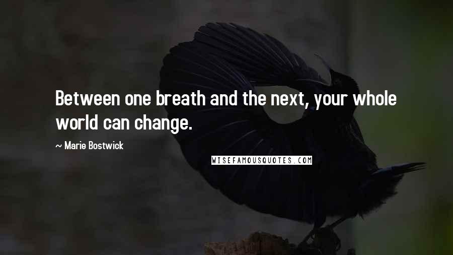 Marie Bostwick Quotes: Between one breath and the next, your whole world can change.