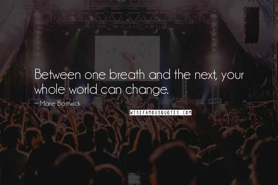 Marie Bostwick Quotes: Between one breath and the next, your whole world can change.