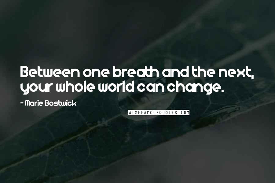 Marie Bostwick Quotes: Between one breath and the next, your whole world can change.