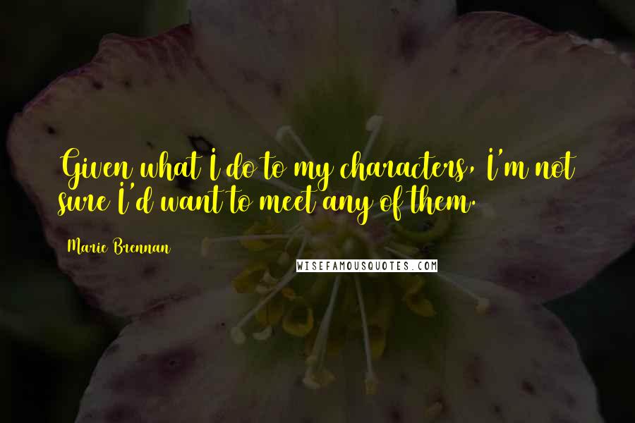 Marie Brennan Quotes: Given what I do to my characters, I'm not sure I'd want to meet any of them.