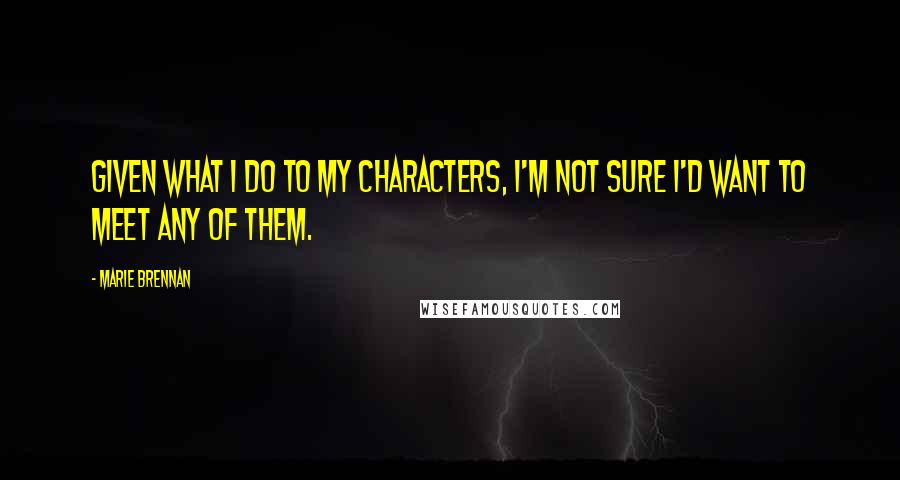 Marie Brennan Quotes: Given what I do to my characters, I'm not sure I'd want to meet any of them.