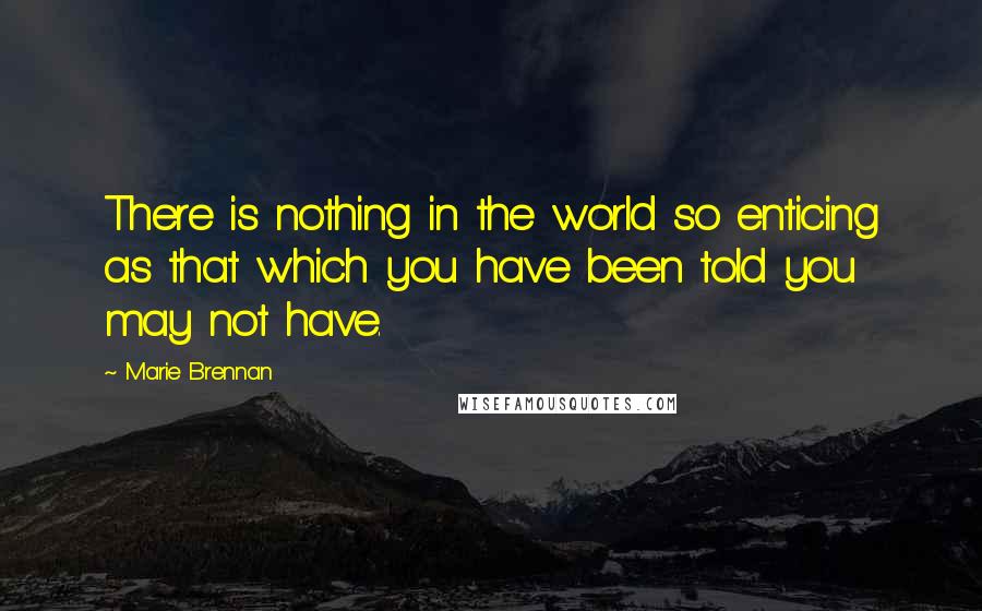 Marie Brennan Quotes: There is nothing in the world so enticing as that which you have been told you may not have.
