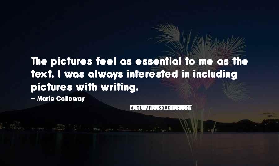 Marie Calloway Quotes: The pictures feel as essential to me as the text. I was always interested in including pictures with writing.