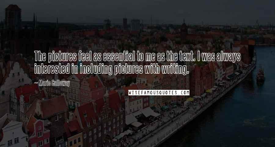 Marie Calloway Quotes: The pictures feel as essential to me as the text. I was always interested in including pictures with writing.