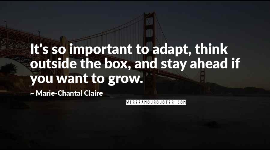 Marie-Chantal Claire Quotes: It's so important to adapt, think outside the box, and stay ahead if you want to grow.