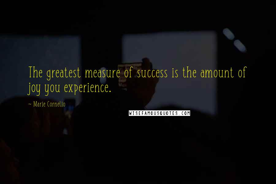 Marie Cornelio Quotes: The greatest measure of success is the amount of joy you experience.