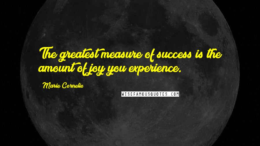 Marie Cornelio Quotes: The greatest measure of success is the amount of joy you experience.