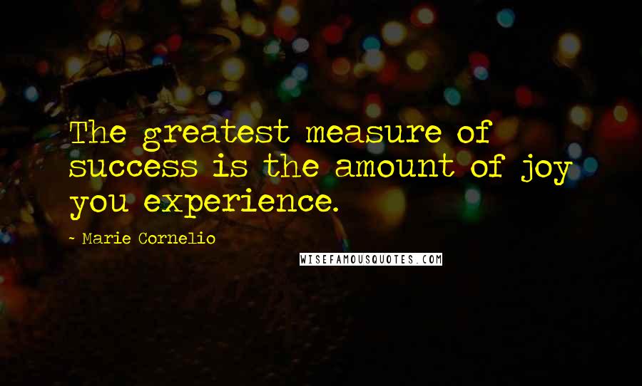 Marie Cornelio Quotes: The greatest measure of success is the amount of joy you experience.