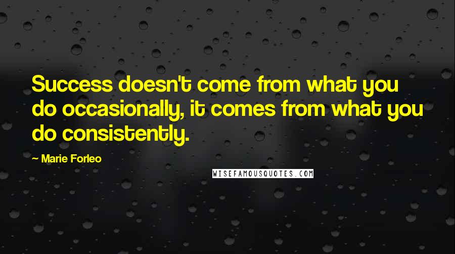 Marie Forleo Quotes: Success doesn't come from what you do occasionally, it comes from what you do consistently.