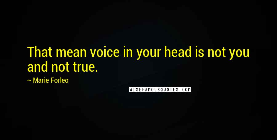 Marie Forleo Quotes: That mean voice in your head is not you and not true.