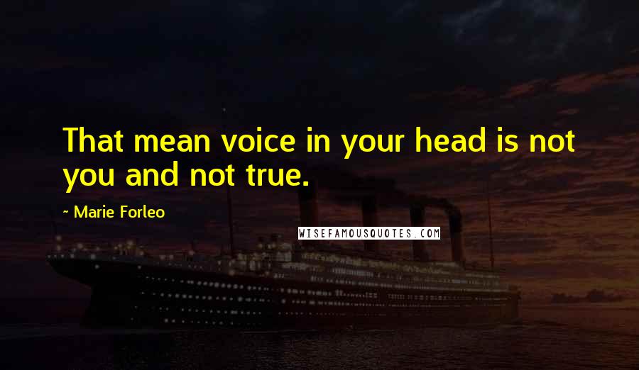 Marie Forleo Quotes: That mean voice in your head is not you and not true.