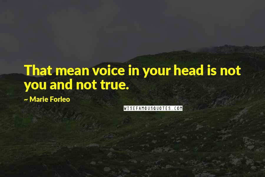 Marie Forleo Quotes: That mean voice in your head is not you and not true.