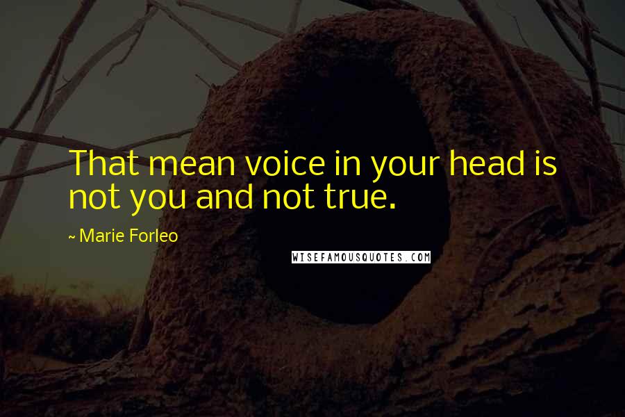 Marie Forleo Quotes: That mean voice in your head is not you and not true.