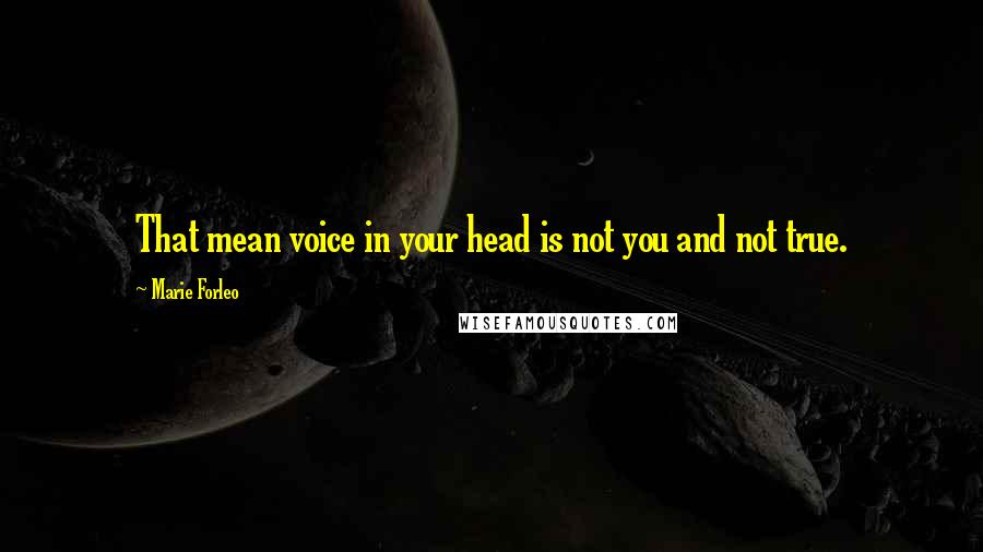 Marie Forleo Quotes: That mean voice in your head is not you and not true.