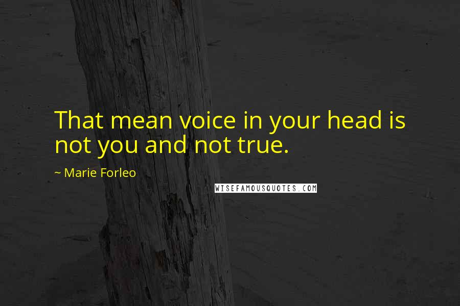 Marie Forleo Quotes: That mean voice in your head is not you and not true.