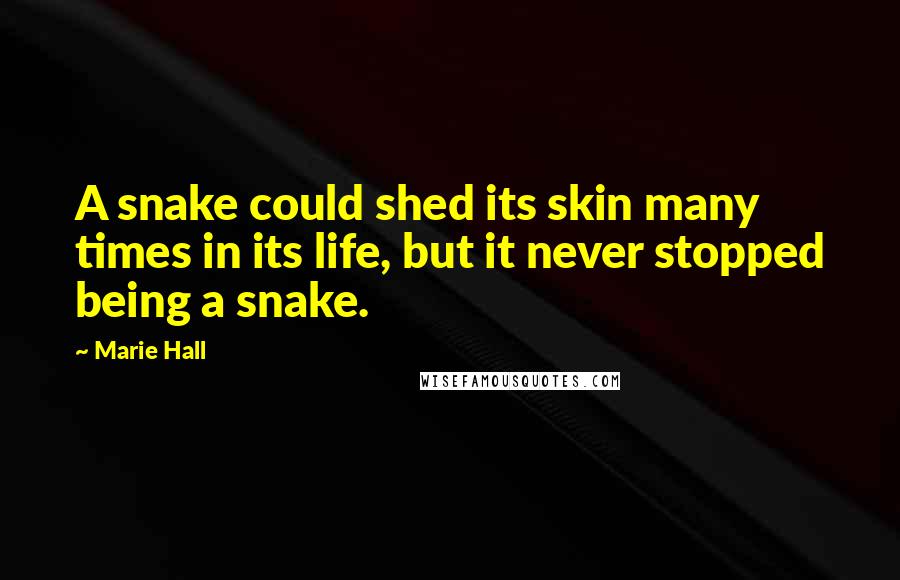 Marie Hall Quotes: A snake could shed its skin many times in its life, but it never stopped being a snake.