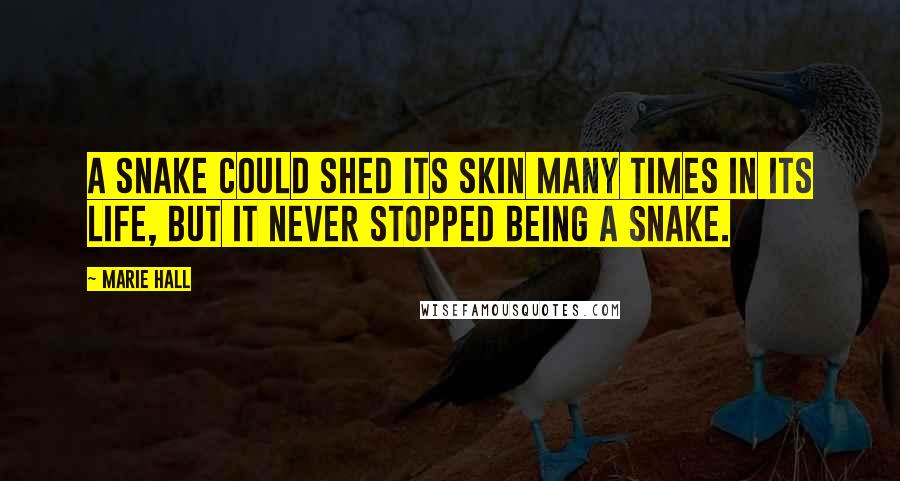 Marie Hall Quotes: A snake could shed its skin many times in its life, but it never stopped being a snake.