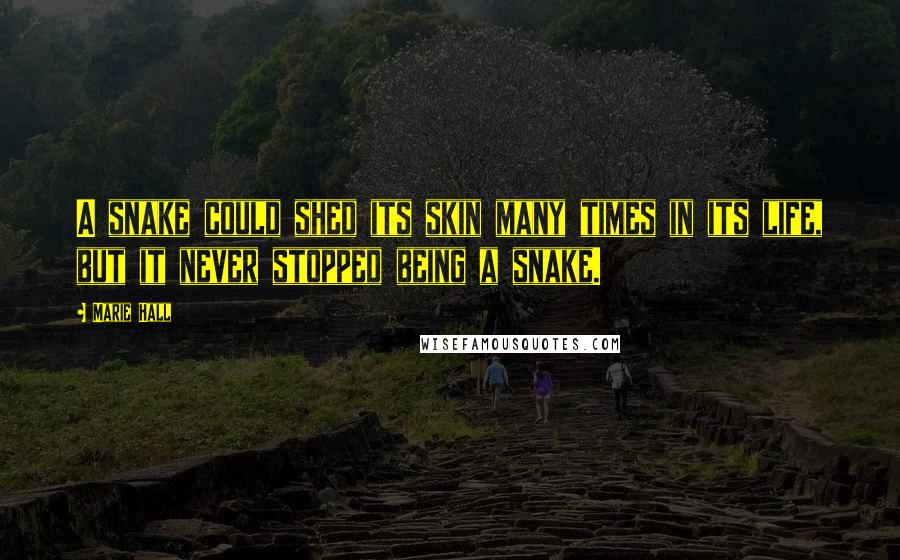 Marie Hall Quotes: A snake could shed its skin many times in its life, but it never stopped being a snake.