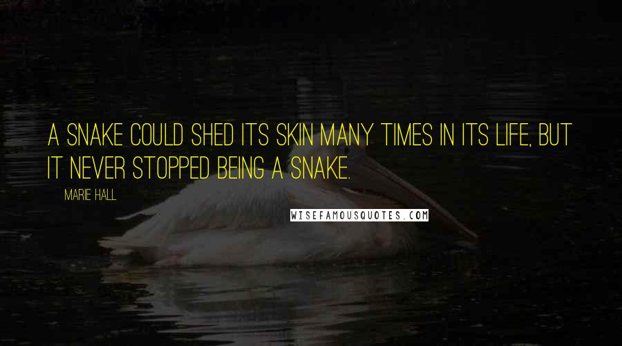 Marie Hall Quotes: A snake could shed its skin many times in its life, but it never stopped being a snake.