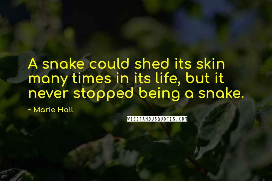 Marie Hall Quotes: A snake could shed its skin many times in its life, but it never stopped being a snake.