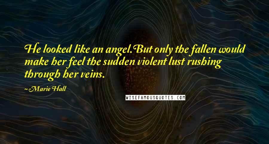 Marie Hall Quotes: He looked like an angel.But only the fallen would make her feel the sudden violent lust rushing through her veins.