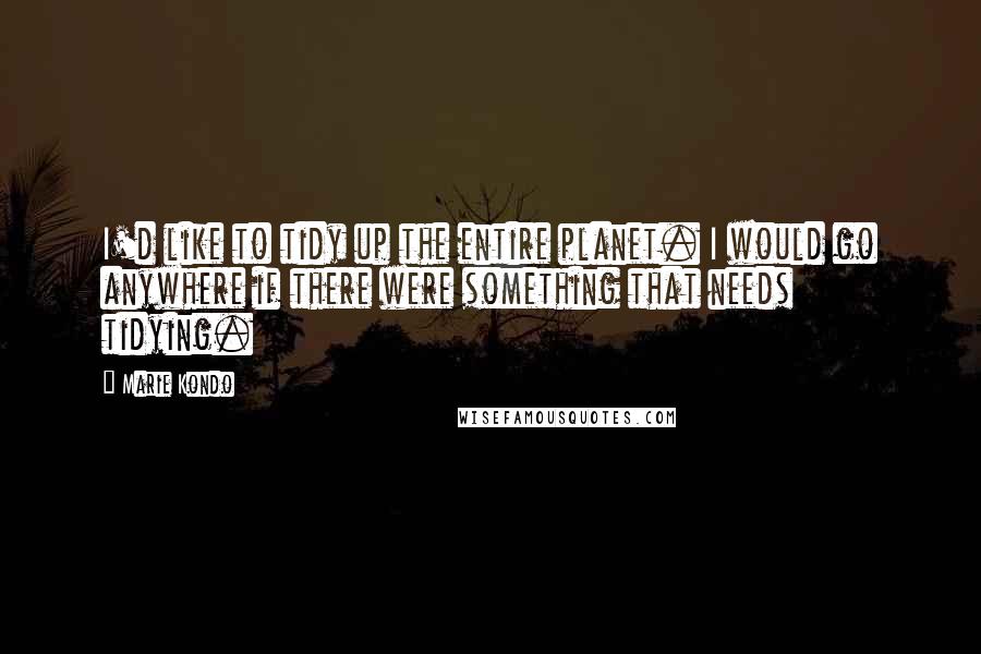 Marie Kondo Quotes: I'd like to tidy up the entire planet. I would go anywhere if there were something that needs tidying.