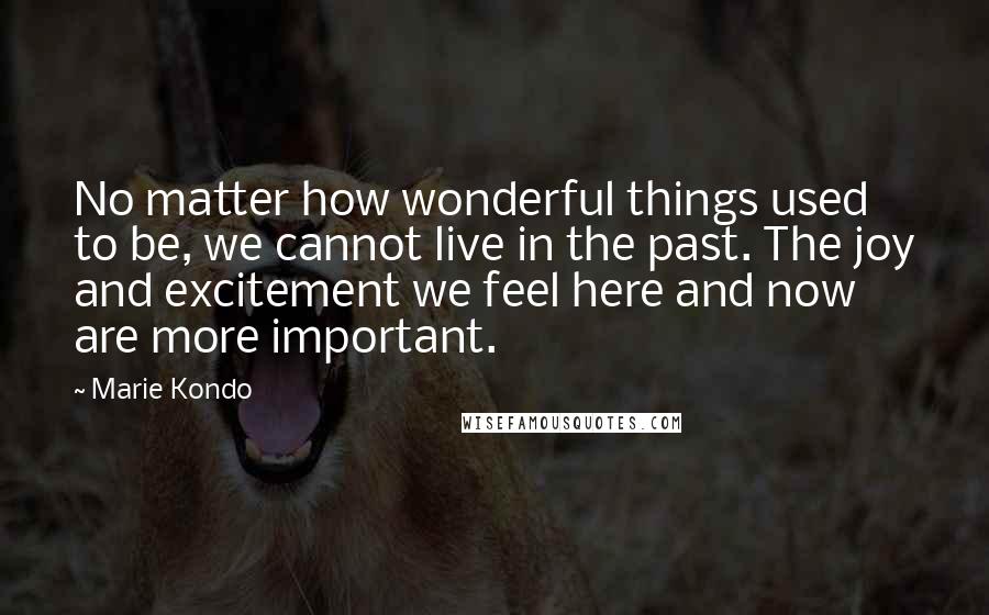 Marie Kondo Quotes: No matter how wonderful things used to be, we cannot live in the past. The joy and excitement we feel here and now are more important.